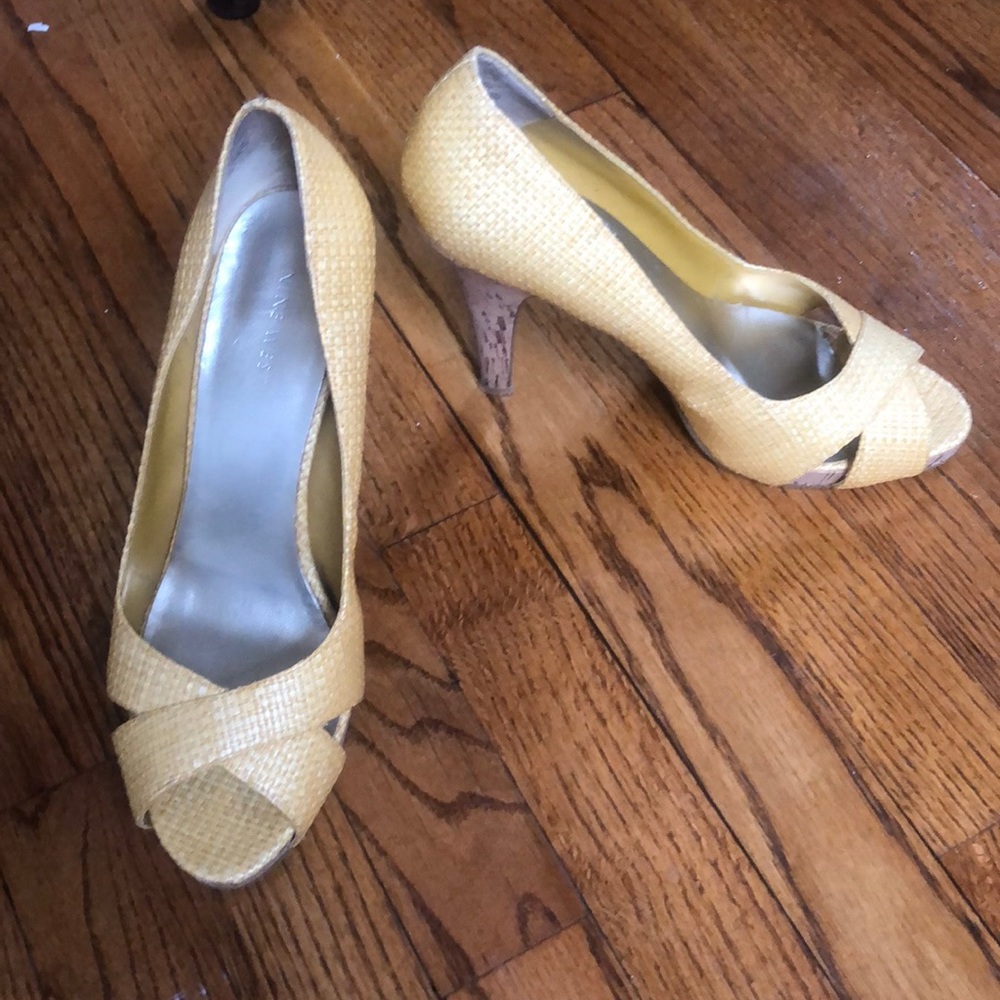 Yellow woven Nine West Heels
